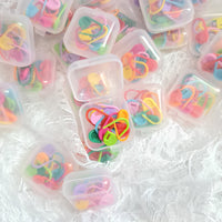 Set of 10 stitch markers in a mini plastic box, free postage.