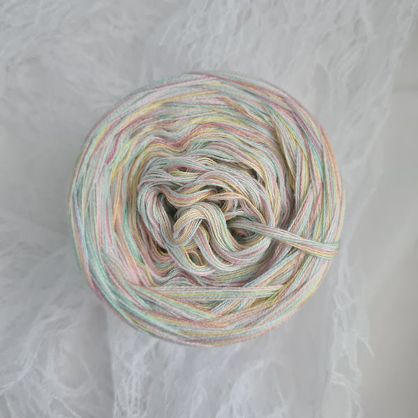 Ombreccino melange 9 ply wool white, creme, light grey, baby pink, peach, blush, lemon, pistachio, dragonfly