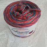 Ombreccino melange 9 ply brick, lobster, red, medium grey, thistle, peppermint, blackberry, anthracite, light petrol