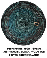 peppermint, night green, anthracite, black & cotton muted green melange