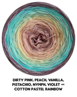 dirty pink, peach, vanilla, pistachio, nymph, violet & cotton pastel rainbow