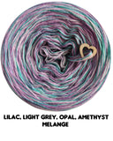 Ombreccino melange 4 ply lilac, light grey, opal, amethyst