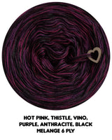 Ombreccino melange 6 ply hot pink, thistle, vino, purple, anthracite, black