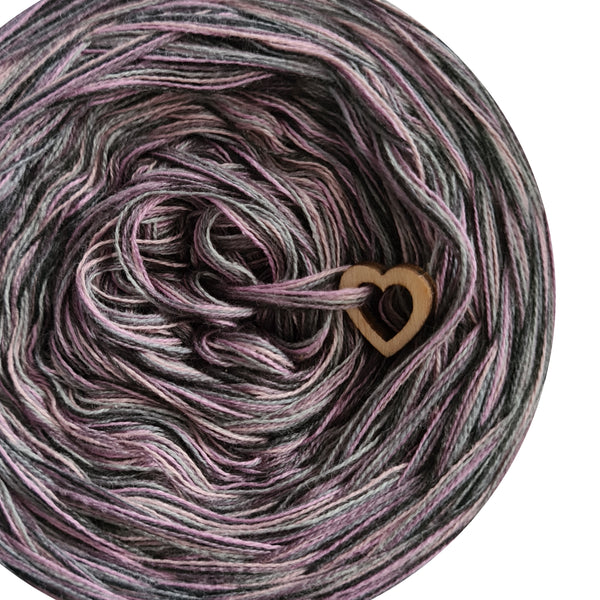 Ombreccino melange 6 ply medium grey, anthracite, violet, amethyst, dirty pink, stone