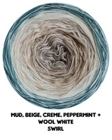 Ombreccino swirl mud, beige, creme, peppermint + wool white (Christmas collection)