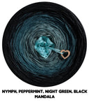 Ombreccino mandala nymph, peppermint, night green, black