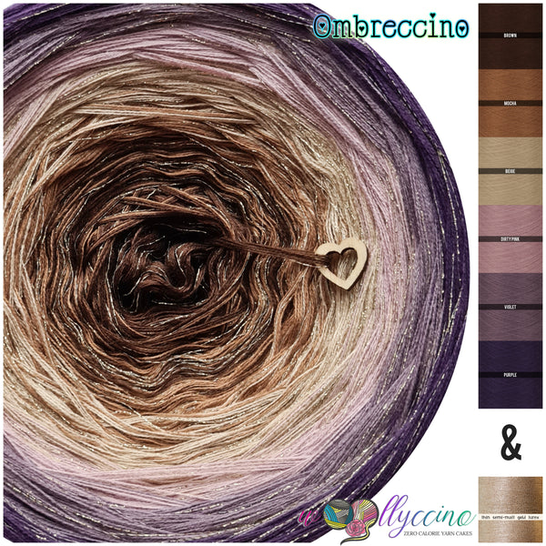 Ombreccino brown, mocha, beige, dirty pink, violet, purple & semi matt gold lurex