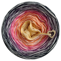 Ombreccino 50/50, 2x wool white + gold, mango, fuchsia, thistle, purple, shadow