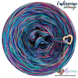 Ombreccino melange 6 ply lagoon, seablue, frog green, hot pink, indigo, lapis