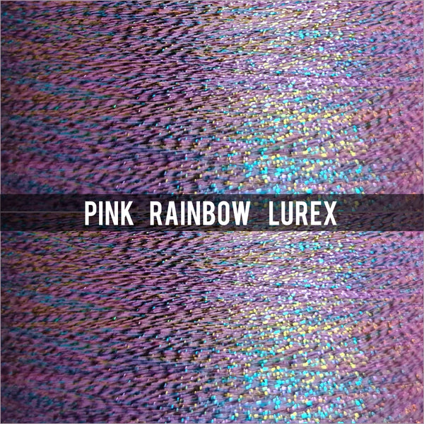 addition of thin pink rainbow lurex thread