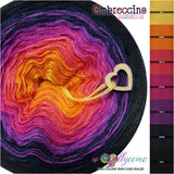 Ombreccino mandala gold, orange, lobster, hot pink, thistle, shadow, black