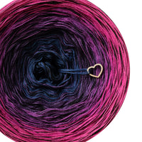 Ombreccino swirl midnight blue, purple, thistle, hot pink, fuchsia + black