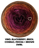 Ombreccino swirl vino, blackberry, brick, cognac, mocha + brown