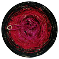 Ombreccino hot pink, red, black + gold lurex