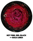 Ombreccino hot pink, red, black + gold lurex