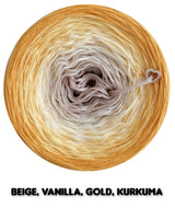 Ombreccino beige, vanilla, gold, kurkuma