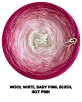 Ombreccino wool white, baby pink, blush, hot pink