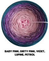 Ombreccino baby pink, dirty pink, violet, lupine, petrol