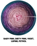 Ombreccino baby pink, dirty pink, violet, lupine, petrol