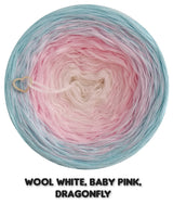 Ombreccino wool white, baby pink, dragonfly