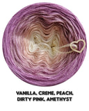 Ombreccino mandala vanilla, creme, peach, dirty pink, amethyst