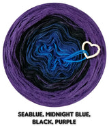 Ombreccino mandala seablue, midnight blue, black, purple