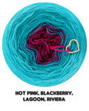 Ombreccino mandala hot pink, blackberry, lagoon, riviera