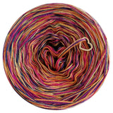 5 ply Ombreccino melange gold, orange, hot pink, thistle, midnight blue