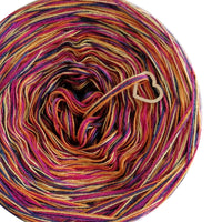 5 ply Ombreccino melange gold, orange, hot pink, thistle, midnight blue