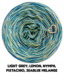 5 ply Ombreccino melange light grey, lemon, nymph, pistachio, seablue