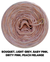 5 ply Ombreccino melange bouquet, light grey, baby pink, dirty pink, peach