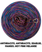 5 ply Ombreccino melange anthracite, anthracite, seablue, mango, hot pink