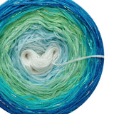 Ombreccino wool white, dragonfly, cucumber, riviera, seablue & iridescent lurex