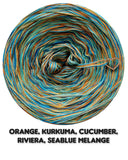 5 ply Ombreccino melange orange, kurkuma, cucumber, riviera, seablue