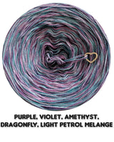 5 ply Ombreccino melange purple, violet, amethyst, dragonfly, light petrol