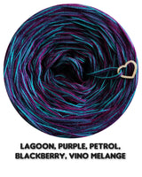 5 ply Ombreccino melange lagoon, purple, petrol, blackberry, vino