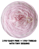 400m of 2 ply baby pink & 1 ply thread with tiny sequins