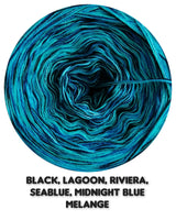 5 ply Ombreccino melange black, lagoon, riviera, seablue, midnight blue