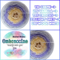 Ombreccino creme, vanilla, crocus, light grey, wool white