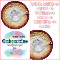 Ombreccino wool white, creme, vanilla, gold, kurkuma, brick