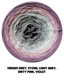 Ombreccino medium grey, stone, light grey, dirty pink, violet